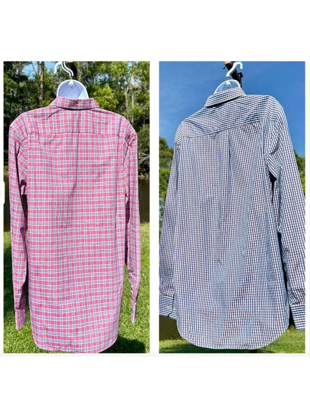 Banana Republic Lot of 2 Men's Long Sleeve Plaid Button Down Shirts Size Large